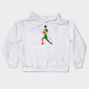 Woman footballer in watercolor Kids Hoodie